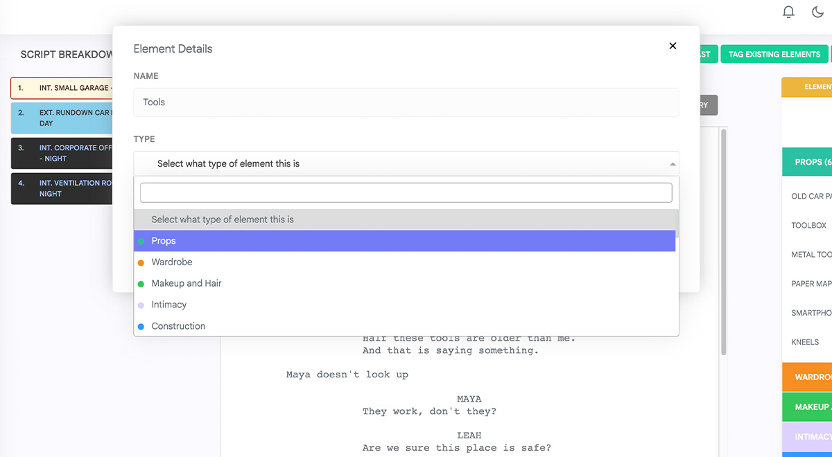 Element Tagging in CinePlatform