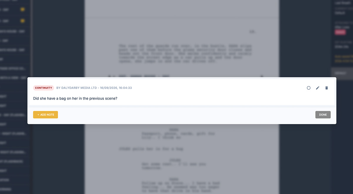 Script Writing Inline Notes