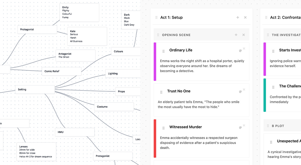 Mind Maps and Beat Boards Interface